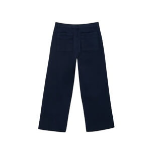 Mint Velvet Navy Button Detail Cropped Wide Trousers